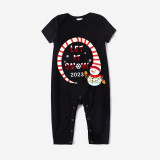2023 Christmas Matching Family Pajamas Snowman Let It Snow Black Pajamas Set