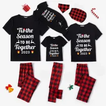 2023 Christmas Matching Family Pajamas Merry Christmas Season To Be Together Black Pajamas Set