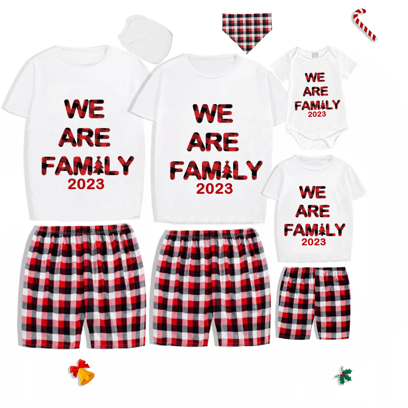 2023 We are Family Christmas Matching Family Pajamas Plus Size White Pajamas Set With Dog Pajamas