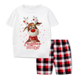2023 Christmas Matching Family Pajamas Christmas Exclusive Design Deer Head Snowflake Merry Christmas Short Pajamas Set