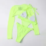 Women Two Piece Triangle Halter High Cut Tankini Cover Up Bikini Swimsuit