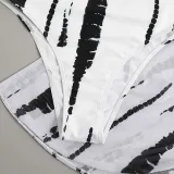 Women Two Piece Tie Dye Drawstring Cut Out Halter Cover Up Knot Kimonos Bikini Swimsuit