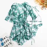Women 3 Piece Tropical Triangle Halter Cover Up Kimonos Bikini Swimsuit