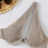 Women 3 Piece Cut Out One Shoulder High Cut Skirt Cover Up Bikini Swimsuit