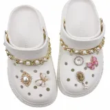 Audlt Unisex Women Clog Summer Slipper Pearl Chain Croc Decoration Beach Slipper Shoes