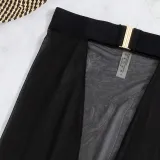 Women 3 Piece Cut Out Halter Chain Linked High Cut Cover Up Belt Mesh Kimono Bikini Swimsuit