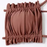 Women 3 Piece Solid Color Ruched Criss Cross Halter Cover Up Side Knot Skirt Bikini Swimsuit