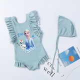 Girls Bathing Suits Fantastic Princess One Piece Ruffled Cuff Swimsuits