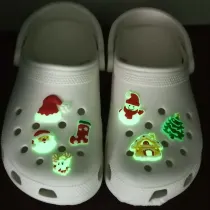 Audlt Unisex Women Clog Luminous Summer Slipper 7PCS Merry Christmas Decoration Beach Slipper