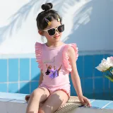 Girls Bathing Suits Encanto Princess One Piece Ruffled Cuff Swimsuits