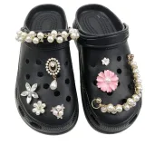 Audlt Unisex Women Clog Summer Slipper Flower Pearl Chain Croc Decoration Beach Slipper Shoes