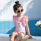 Girls Bathing Suits Snow Queen One Piece Ruffled Cuff Swimsuits