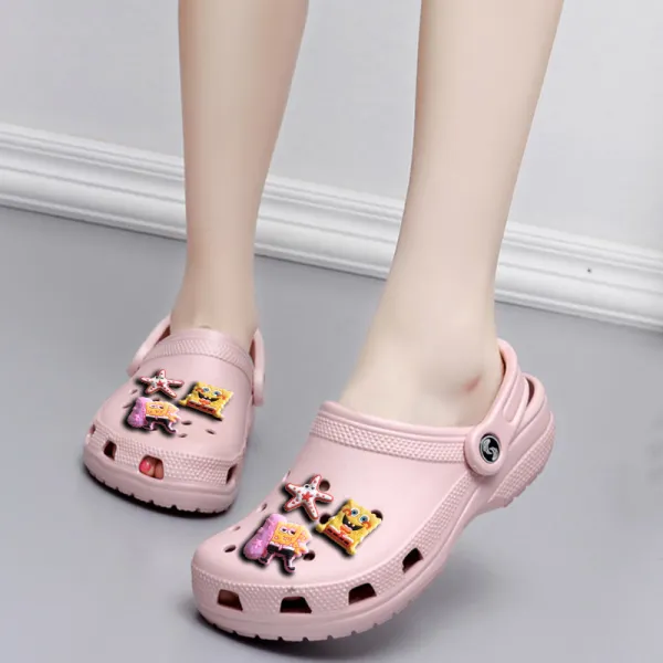 Audlt Unisex Women Clog Summer Slipper Cartoon 7PCS Starfish Decoration Beach Slipper Shoes