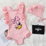 Girls Bathing Suits Cartoon Duck One Piece Ruffled Cuff Swimsuits
