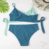 Women Two Pieces Colorblock Twist High Waist Plus Size Bikini Swimsuit