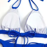 Women Two Pieces Halter Brassiere Side Tie High Cut Bikini Swimsuit