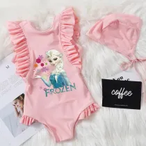 Girls Princess One Piece Ruffled Cuff Swimsuits