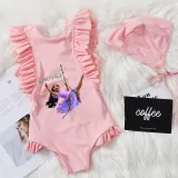 Girls Bathing Suits Encanto Princess One Piece Ruffled Cuff Swimsuits