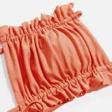 Women 3 Piece Solid Color Ruched Criss Cross Halter Cover Up Side Knot Skirt Bikini Swimsuit