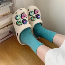 Audlt Unisex Women Clog Summer Slipper Random 6PCS Cartoon Characters Decoration Beach Slipper Shoes