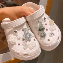 Audlt Unisex Women Clog Summer Slipper 15PCS Violent Bear Croc Decoration Beach Slipper Shoes