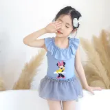 Girls Bathing Suits Cartoon Mouse With Bow Tie One Piece Lace Collar Swimsuits
