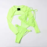 Women Two Piece Triangle Halter High Cut Tankini Cover Up Bikini Swimsuit