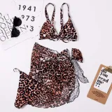 Women 3 Piece Tie Dye Gradient Drawstring Triangle Cup Cover Up Knot Kimonos Bikini Swimsuit