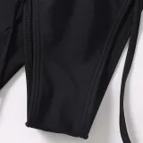 Women 3 Piece Solid Color Ruched Criss Cross Halter Cover Up Side Knot Skirt Bikini Swimsuit