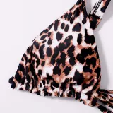 Women 3 Piece Tie Dye Gradient Drawstring Triangle Cup Cover Up Knot Kimonos Bikini Swimsuit
