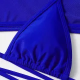 Women 3 Piece Triangle Brassiere Halter Ring Linked High Cut Mesh Tankini Cover Up Bikini Swimsuit