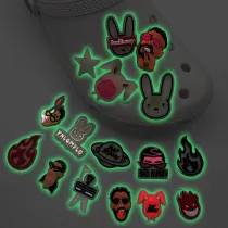 Audlt Unisex Women Clog Luminous Summer Slipper Random 10PCS Bad Bunny Decoration Beach Slipper Shoes