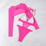 Women Two Piece Triangle Halter High Cut Tankini Cover Up Bikini Swimsuit