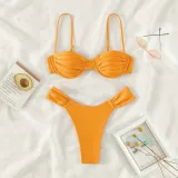Women Two Pieces Push Up Rushed High Cut Bikini Swimsuit