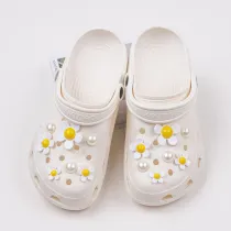 Audlt Unisex Women Clog Summer Slipper Pearls Flower Croc Decoration Beach Slipper Shoes