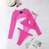 Women Two Piece Triangle Halter High Cut Tankini Cover Up Bikini Swimsuit