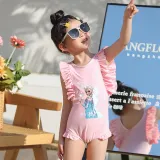 Girls Bathing Suits Snow Queen One Piece Ruffled Cuff Swimsuits