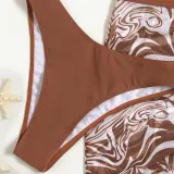 Women 3 Piece Solid Color Ring Linked Plunging High Cut Cover Up Mesh Skirt Bikini Swimsuit