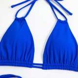 Women Two Pieces Halter Brassiere Side Tie High Cut Bikini Swimsuit