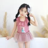 Girls Bathing Suits Snow Queen One Piece Lace Collar Swimsuits
