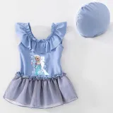 Girls Bathing Suits Snow Queen One Piece Lace Collar Swimsuits