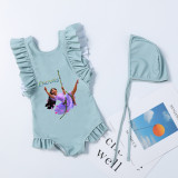 Girls Bathing Suits Encanto Princess One Piece Ruffled Cuff Swimsuits
