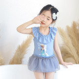 Girls Bathing Suits Snow Queen One Piece Lace Collar Swimsuits