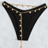 Women Two Pieces Push Up Tankini Chain High Cut Bikini Swimsuit