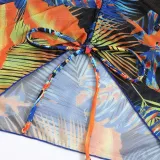 Women 3 Piece Triangle Halter Side Tie Tropical Drawstring Cover Up Kimonos Bikini Swimsuit