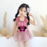 Girls Mouse With Sunglasses One Piece Lace Collar Tutu Swimsuits