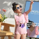 Girls Bathing Suits Encanto Princess One Piece Ruffled Cuff Swimsuits