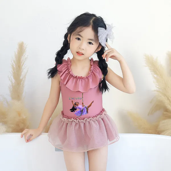 Girls Bathing Suits Encanto Princess One Piece Lace Collar Swimsuits