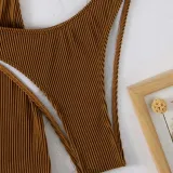 Women 3 Piece Cut Out One Shoulder High Cut Skirt Cover Up Bikini Swimsuit