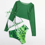 Women 3 Piece Tie Dye Triangle Halter High Waist Cover Up Mesh Tankini Bikini Swimsuit